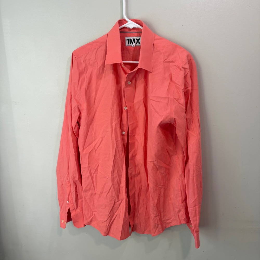 Express 1MX Limited Edition Mens Coral Long Sleeve Button Down Shirt L 16-16.5